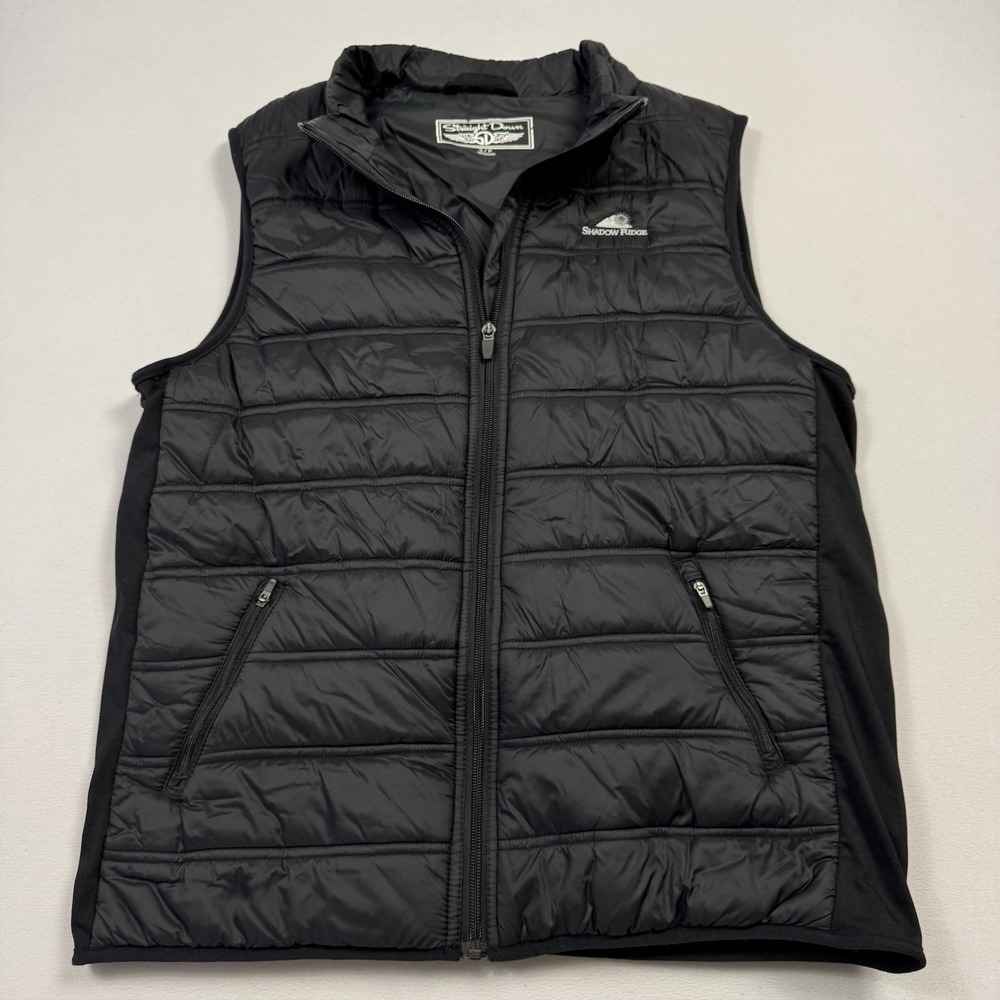 Straight Down Nylon Puffer Golf Jacket‎ Vest Full Zip Black Men's Small
